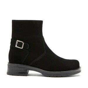 La Canadienne Gavan waterproof suede moto buckle boots size 6.5 black leather